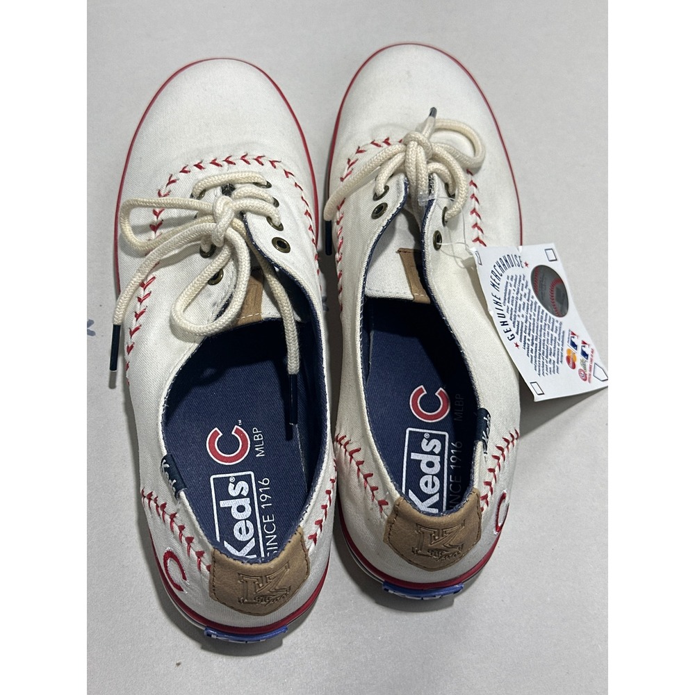 Keds MLB Baseball Canvas Sneakers Womens 8 White Red Stitching WF-55525M